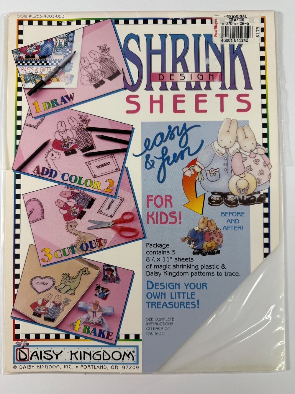 Vintage Daisy Kingdom Shrink Design Sheets Kit Craft Retro 90s